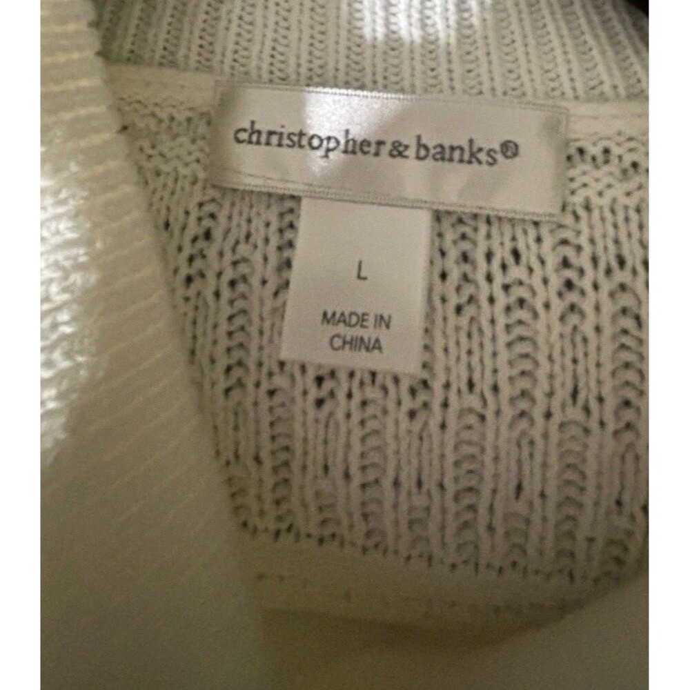 Christopher & Banks Woman’s Size Large Cowl‎ Neck Sweater White Long Sleeve - Picture 4 of 8